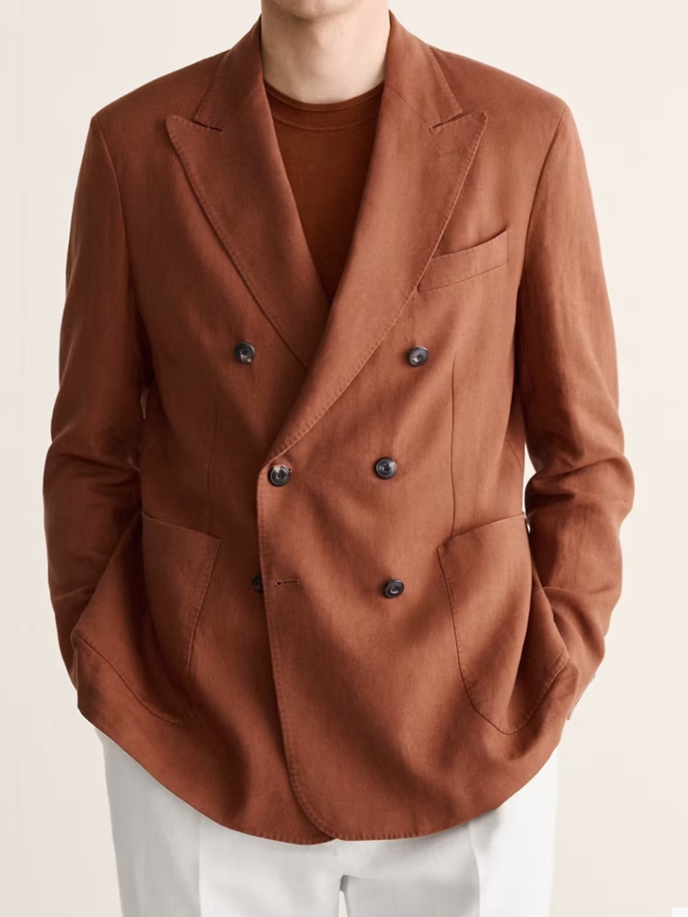Mango Men's Double-Breasted Rust Trench Coat blazer SLIM-FIT 8270
